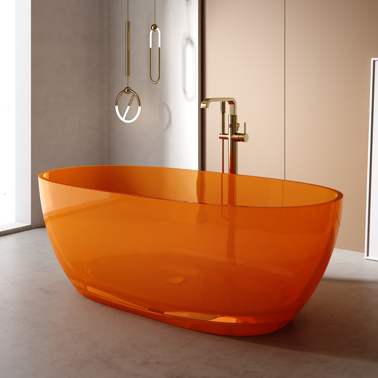 Antique Finish Soaking Bath Tub Stand Alone Modern Oval Bathtub