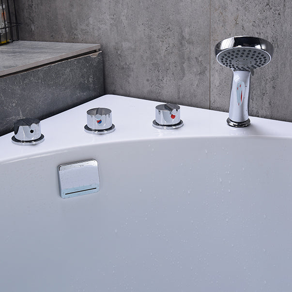 Flat Bottom Soaking Bathtub Antique Finish Corner Modern Bath Tub