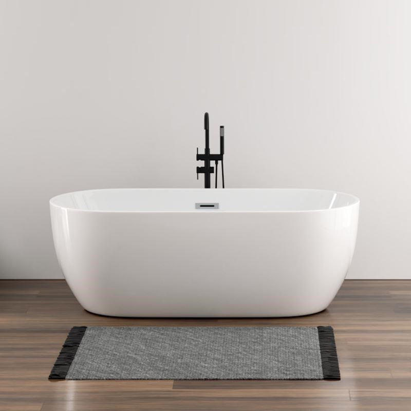 White Stand Alone Bath Modern Oval Soaking Acrylic Back to Wall Bathtub