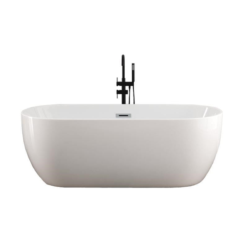 White Stand Alone Bath Modern Oval Soaking Acrylic Back to Wall Bathtub