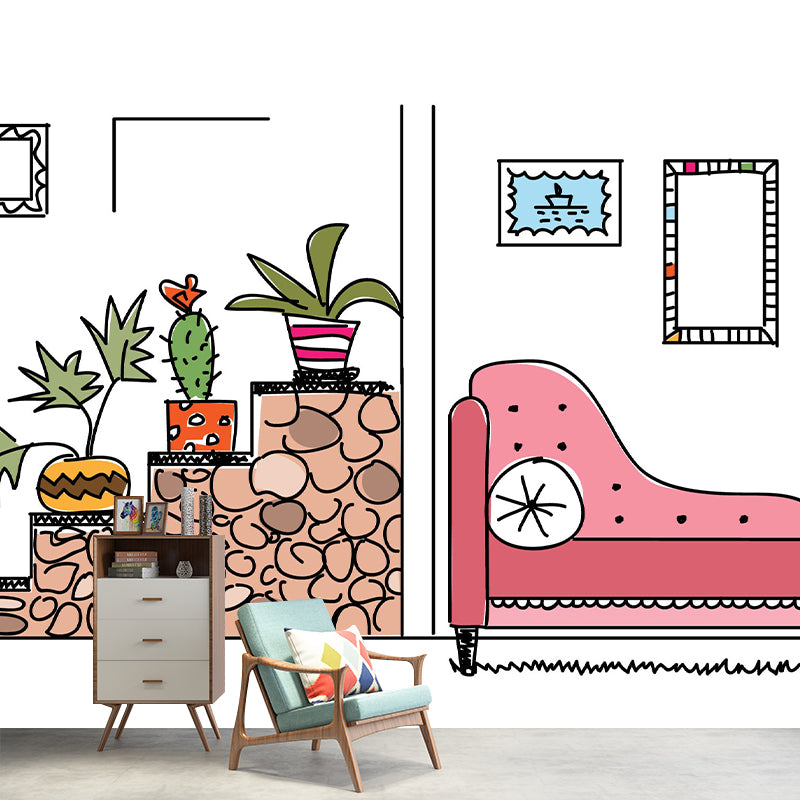 Cartoon Pattern Illustration Mural Mildew Resistant Wallpaper Sleeping Room Wall Mural