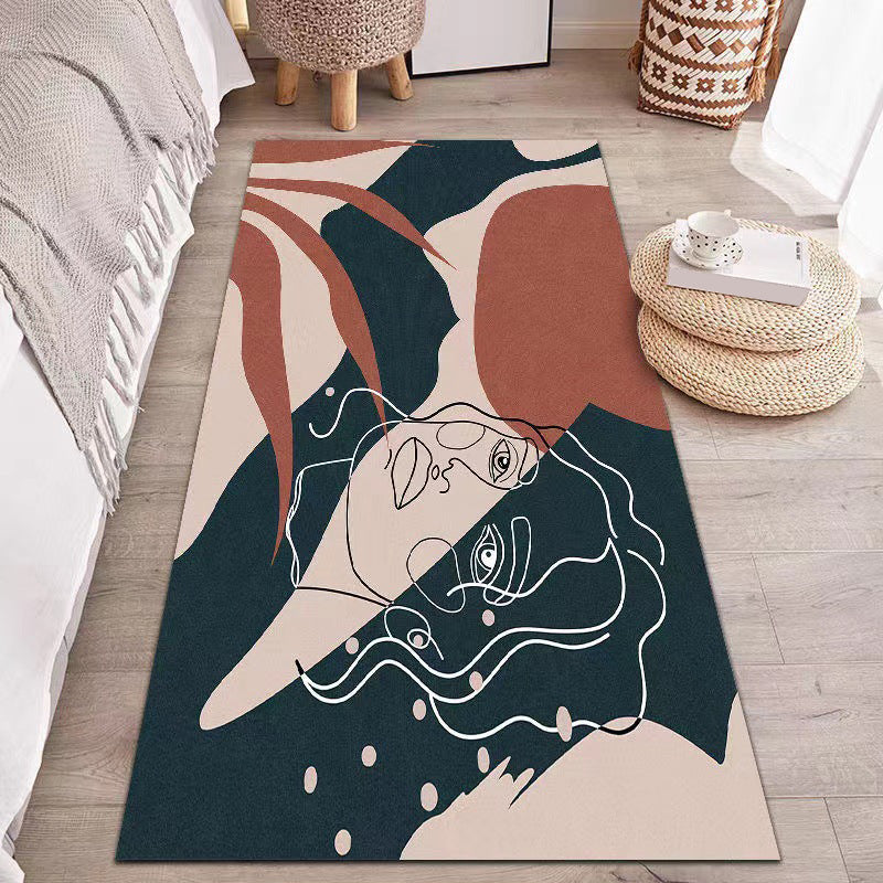 Nordic Color Piece Rug Polyester Color Block Rug Tear Resistant Rug for Home Decor