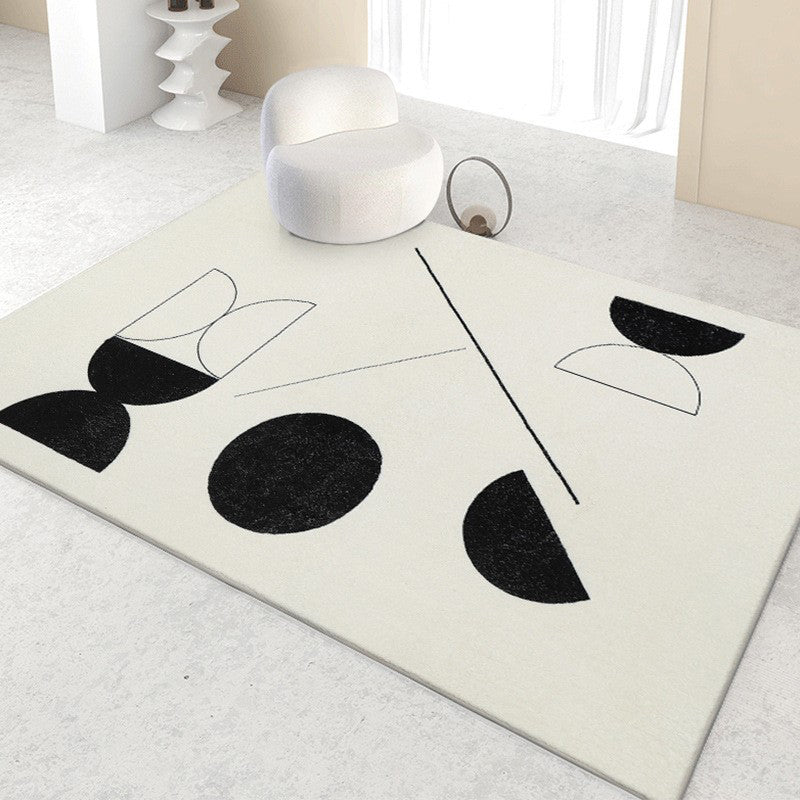 Beige Modern Rug Irregular Line Rug Washable Rug for Home Decor