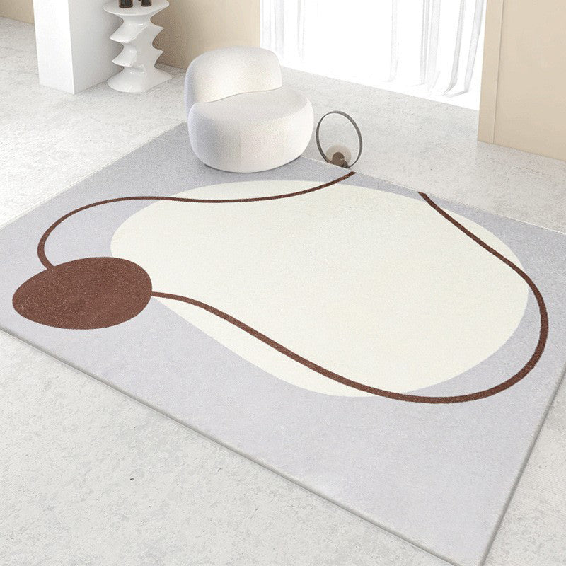 Beige Modern Rug Irregular Line Rug Washable Rug for Home Decor