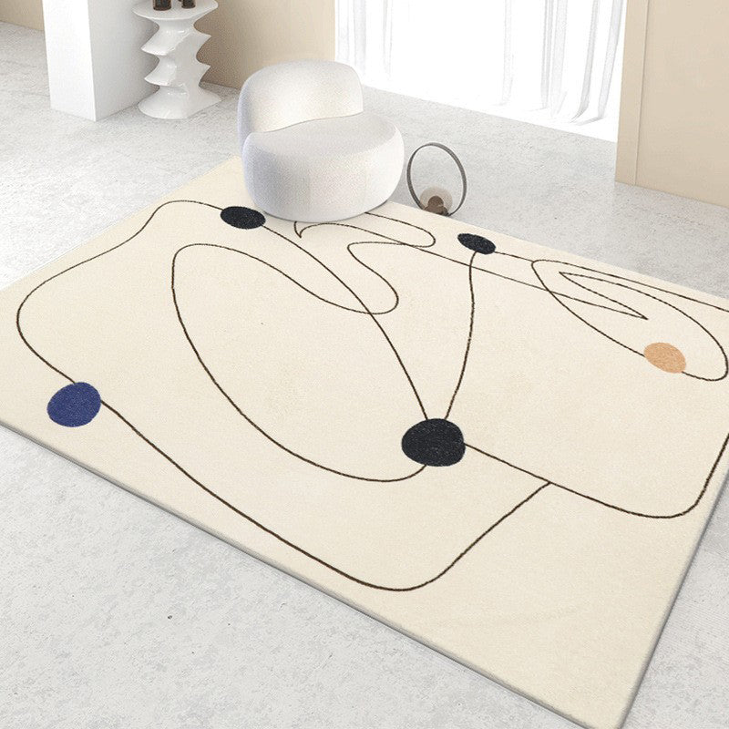 Beige Modern Rug Irregular Line Rug Washable Rug for Home Decor