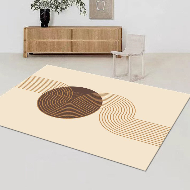 Modern Yellow Rug Polyester Circle Rug Tear Resistant Rug for Living Room