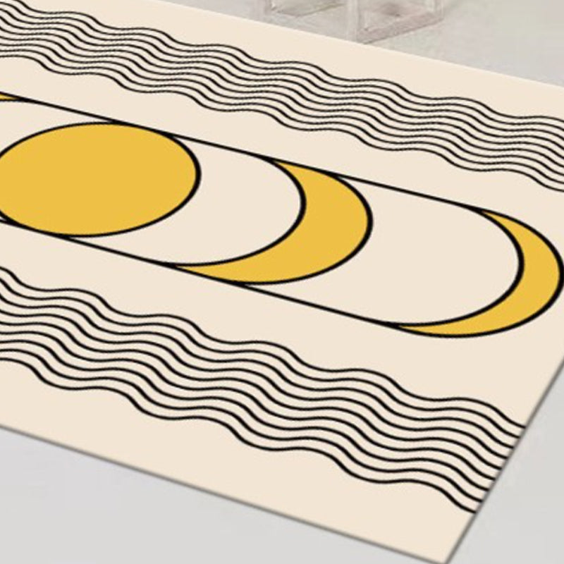 Modern Yellow Rug Polyester Circle Rug Tear Resistant Rug for Living Room
