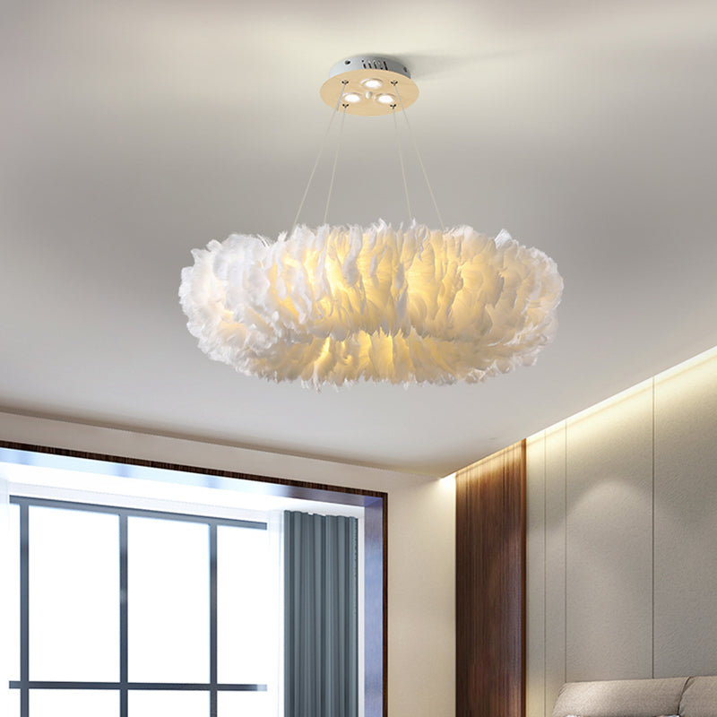 Tessuto lampadario con soffitto della camera da letto in anello 3/6 luci a 6 light lampada a sospensione sospesa in bianco/grigio/rosa