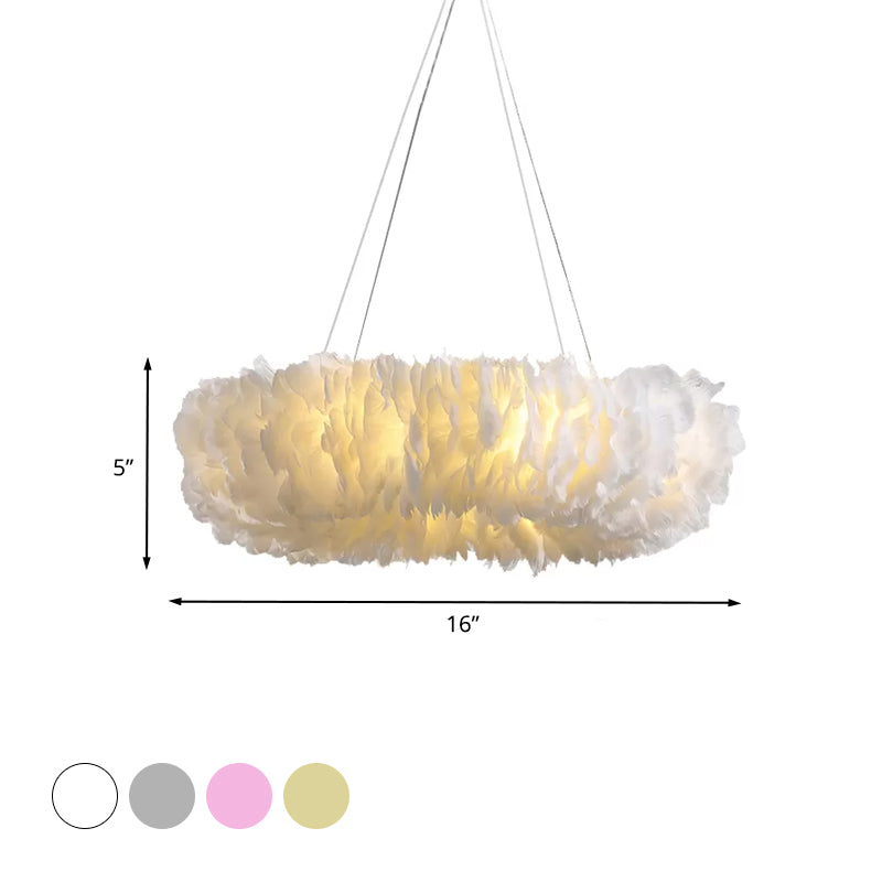 Tessuto lampadario con soffitto della camera da letto in anello 3/6 luci a 6 light lampada a sospensione sospesa in bianco/grigio/rosa