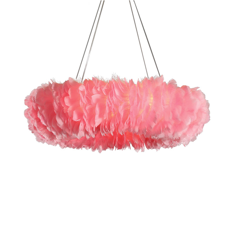 Tessuto lampadario con soffitto della camera da letto in anello 3/6 luci a 6 light lampada a sospensione sospesa in bianco/grigio/rosa