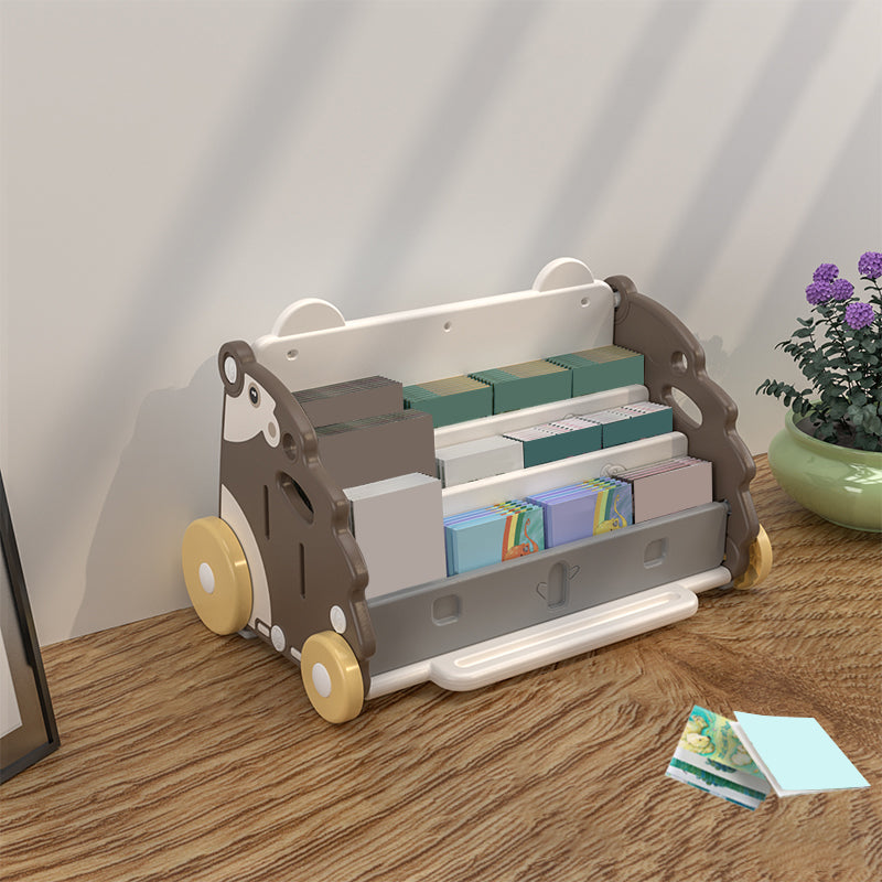 Contemporary Plastic Bookshelf Closed Back Bookcase with Animal Theme