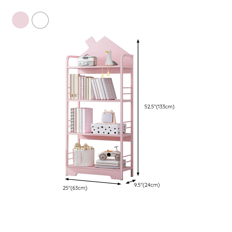 Contemporary Open Back Bookshelf Freestanding Metal Kids Bookcase with House Theme