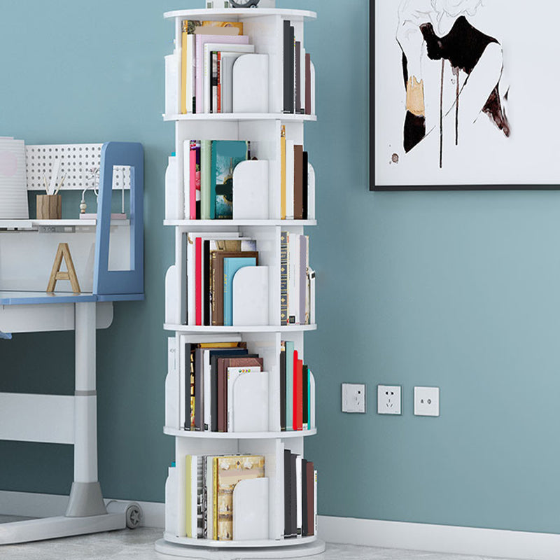 Contemporary Freestanding Book Organizer Circular Bookcase with Shelf