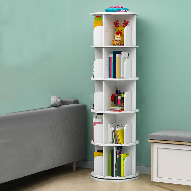 Contemporary Freestanding Book Organizer Circular Bookcase with Shelf