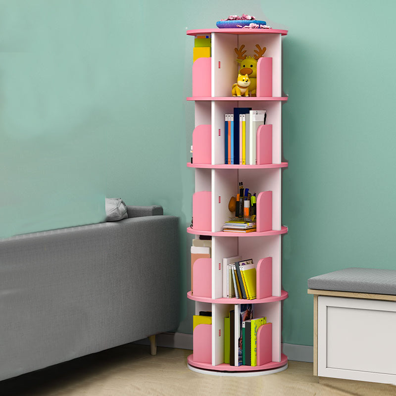 Contemporary Freestanding Book Organizer Circular Bookcase with Shelf