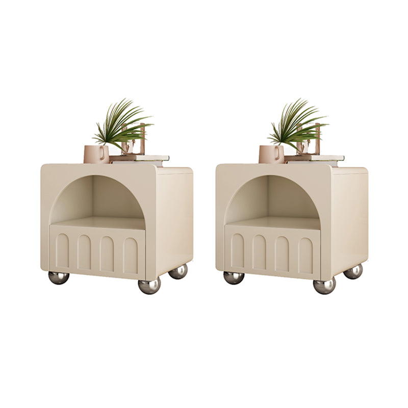 1 Drawer Standard Nightstand in White Wooden Kids Bedside Table with Shelf