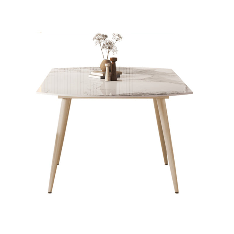Round Modern Dining Table for Kitchen White Dinette Table with Metal Legs