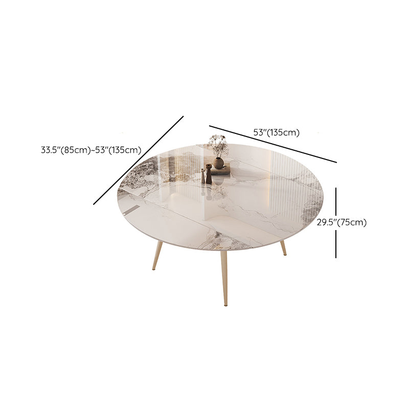 Round Modern Dining Table for Kitchen White Dinette Table with Metal Legs