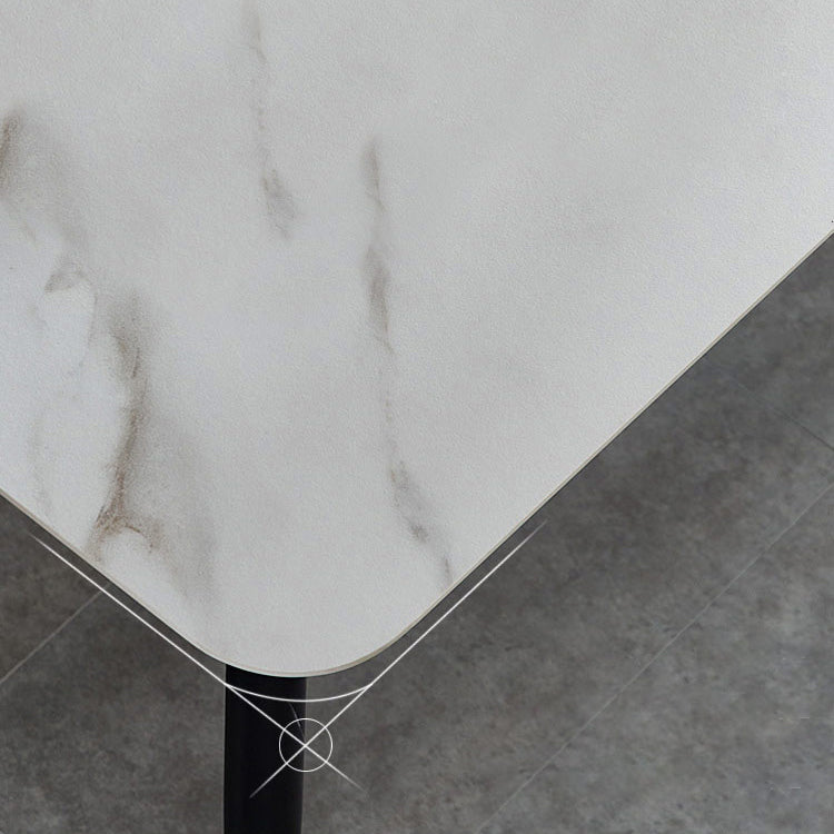 Rectangle Modern Dining Table White Stone Top Indoor Dinette Table