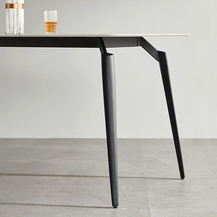 Rectangle Modern Dining Table White Stone Top Indoor Dinette Table