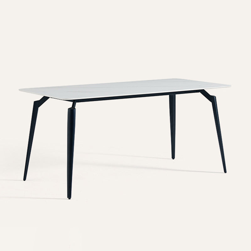 Rectangle Modern Dining Table White Stone Top Indoor Dinette Table