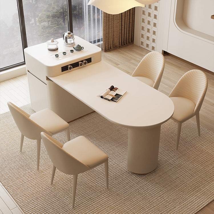 Modern Free Form Dining Table Stone Top Dinette Table with Storage