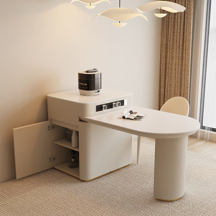 Modern Free Form Dining Table Stone Top Dinette Table with Storage