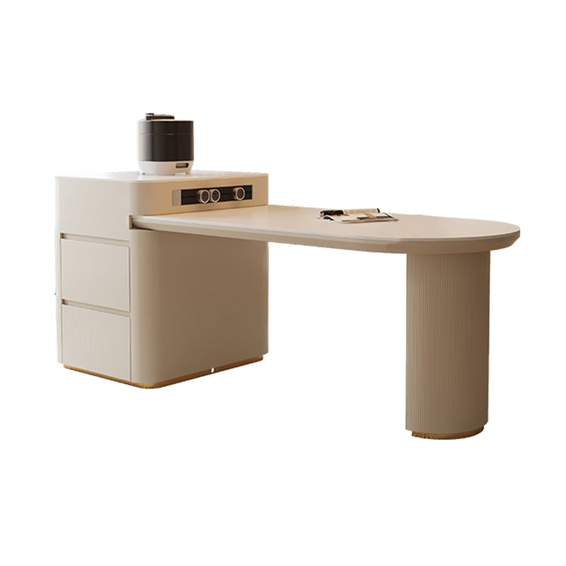 Modern Free Form Dining Table Stone Top Dinette Table with Storage