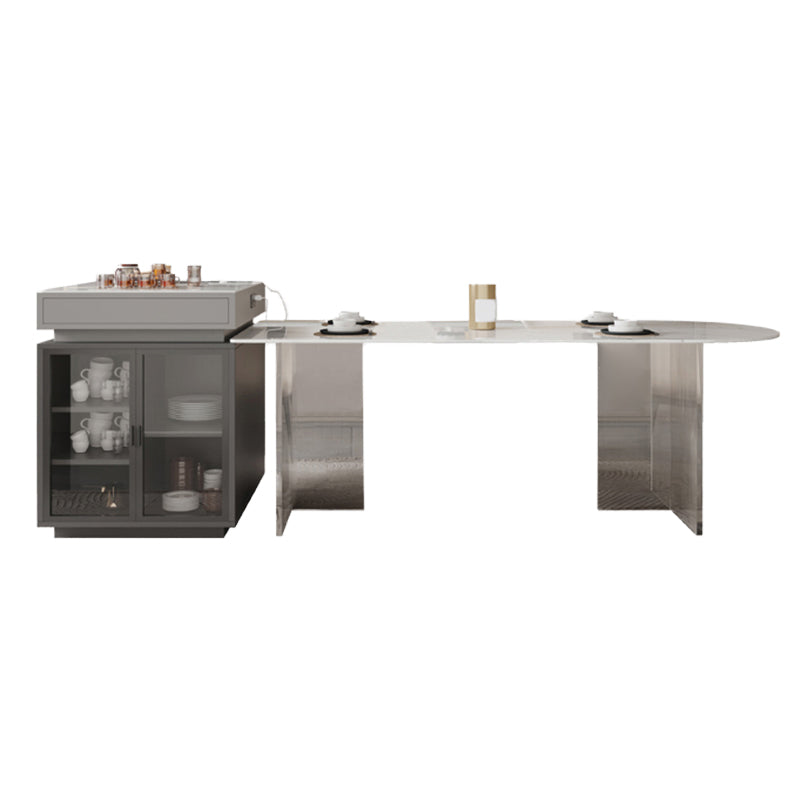 Sintered Stone Dining Table Acrylic Base Dinner Table for Dining Room