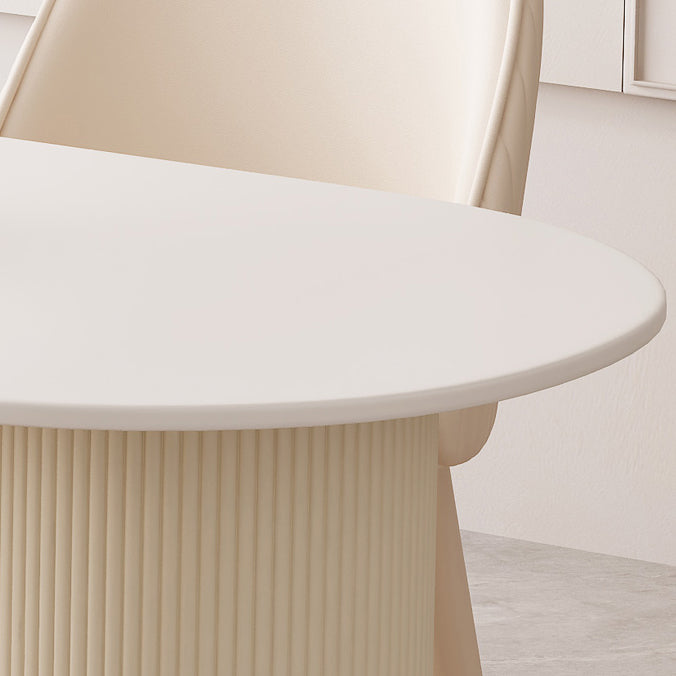 White Stone Top Dinette Table with Storage Modern Free Form Dining Table