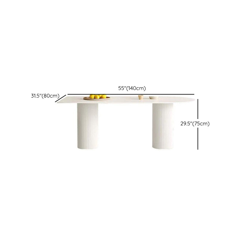White Stone Top Dinette Table with Storage Modern Free Form Dining Table