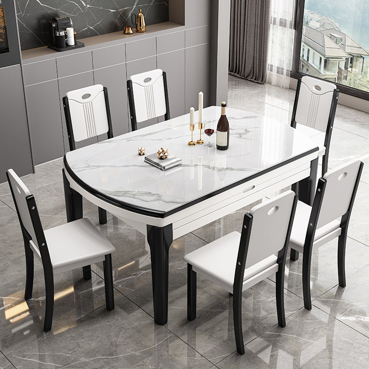 Modern Drop-Leaf Dining Table Sintered Stone Dinner Table for Dining Room