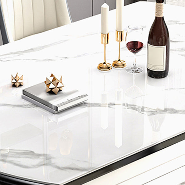 Modern Drop-Leaf Dining Table Sintered Stone Dinner Table for Dining Room