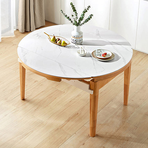 Stone Top Dinette Table with Wooden Frame Modern White Home Dining Table