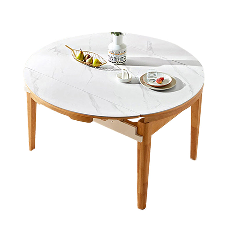 Stone Top Dinette Table with Wooden Frame Modern White Home Dining Table