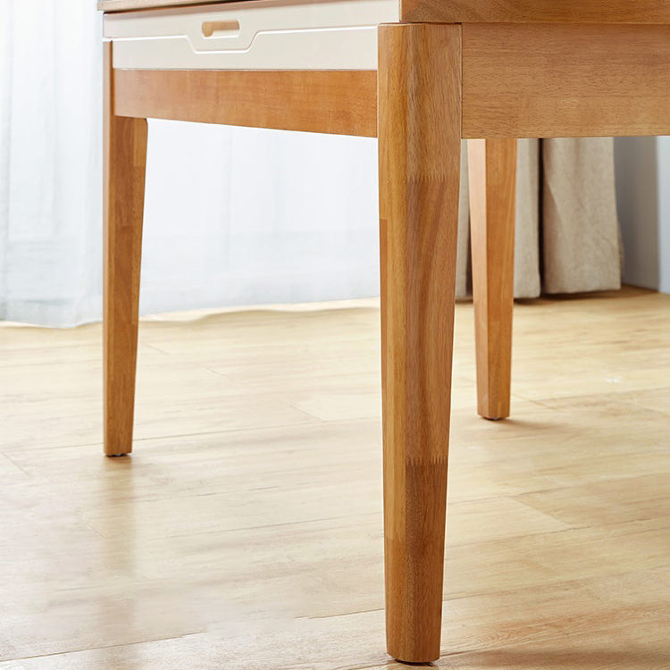 Stone Top Dinette Table with Wooden Frame Modern White Home Dining Table