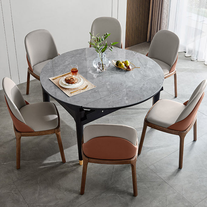 Sintered Stone Dining Table Round Drop-Leaf Dinner Table for Dining Room