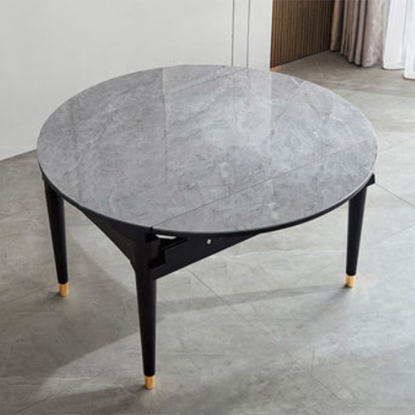 Sintered Stone Dining Table Round Drop-Leaf Dinner Table for Dining Room