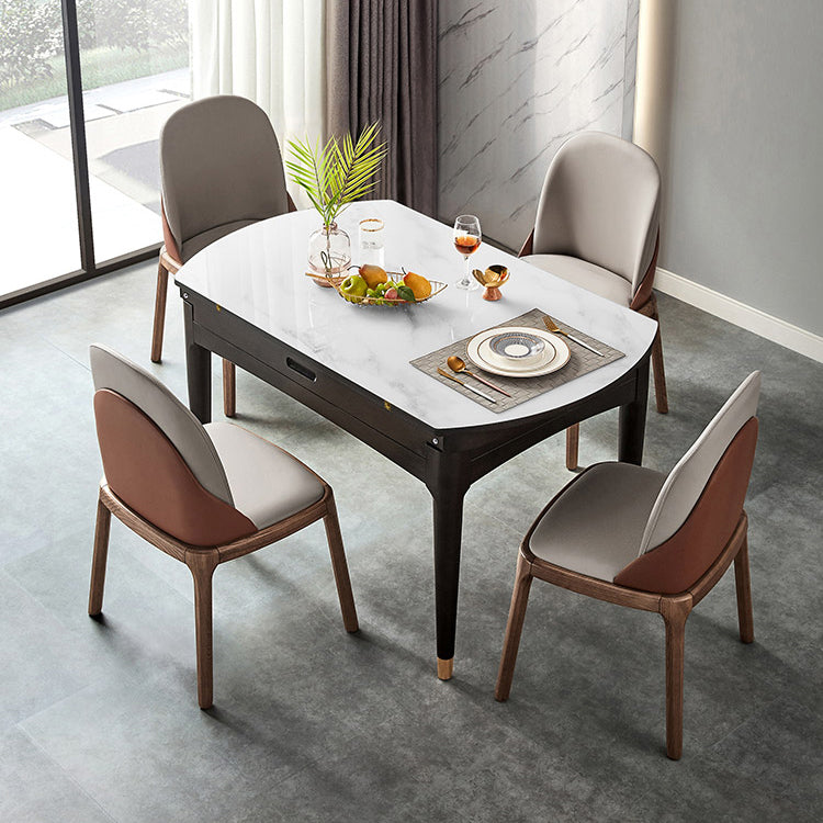 Sintered Stone Dining Table Round Drop-Leaf Dinner Table for Dining Room