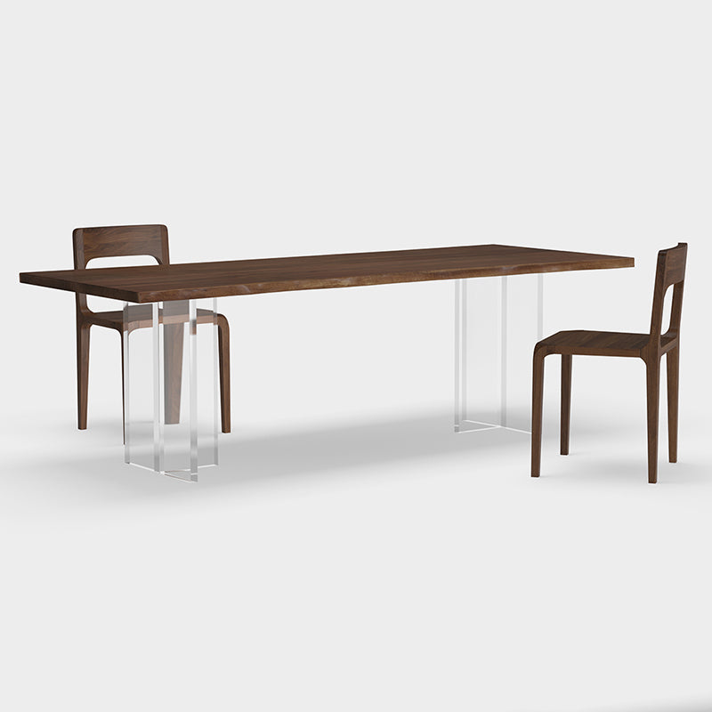 Brown Solid Wood Top Dining Table Rectangle Kitchen Dinette Table