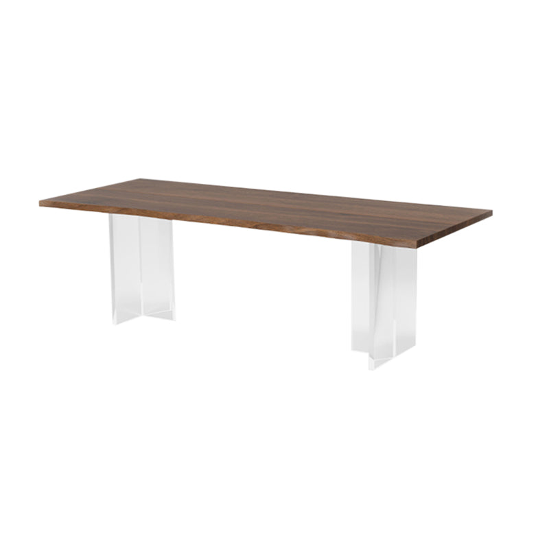 Brown Solid Wood Top Dining Table Rectangle Kitchen Dinette Table
