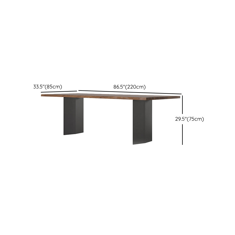 Brown Solid Wood Top Dining Table Rectangle Kitchen Dinette Table