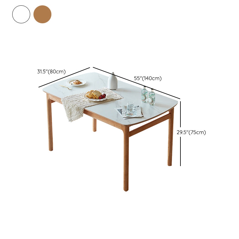 Solid Wood Frame Dining Table Rectangle Dinette Table for Home