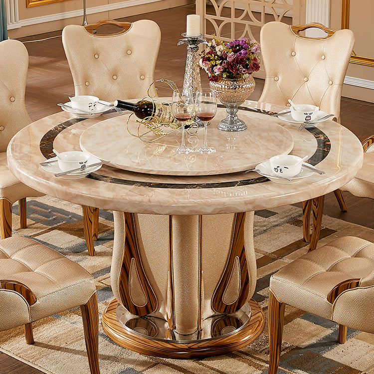 Faux Marble Dining Table Round Pedestal Dinner Table for Dining Room
