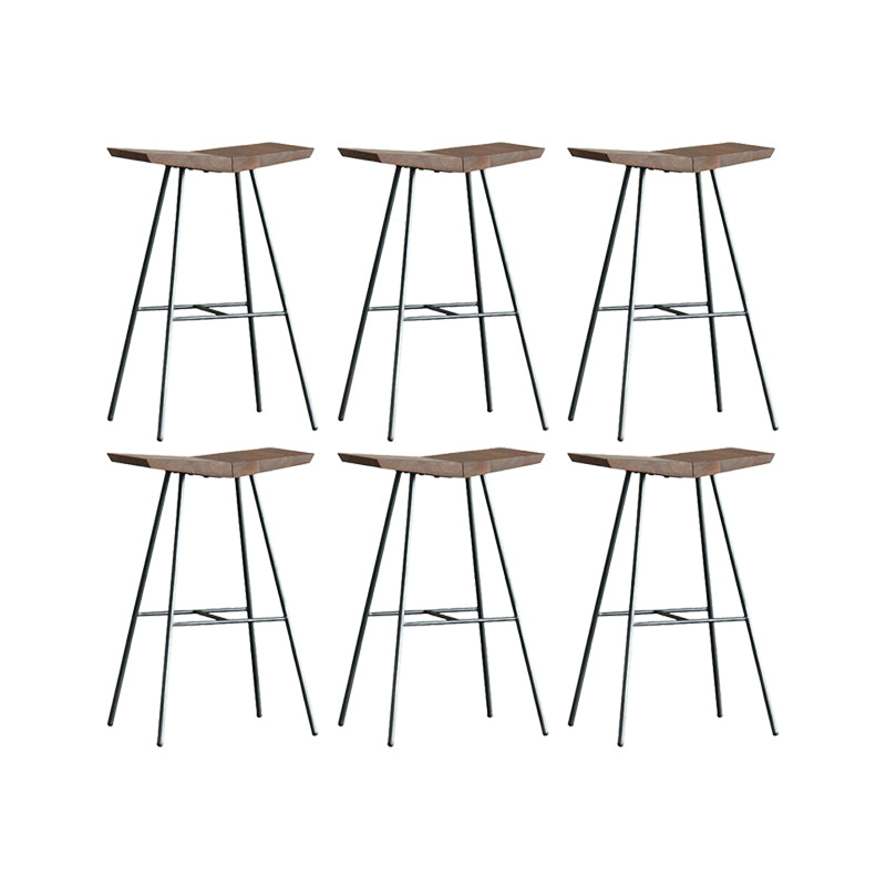 Contemporary Metal Bar Stool Footrest Counter Stool in Brown