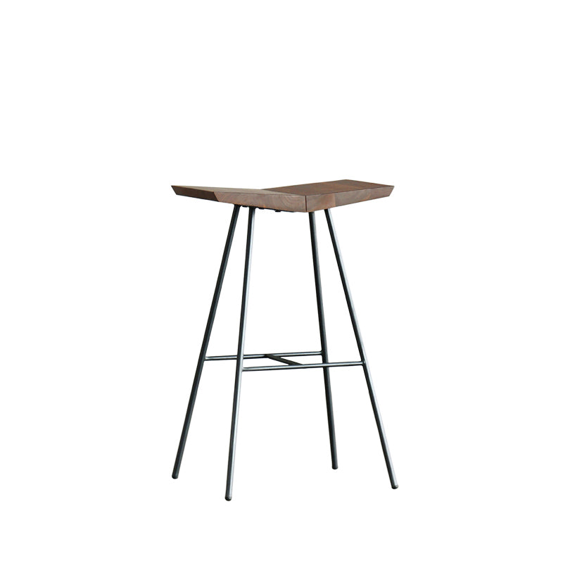 Contemporary Metal Bar Stool Footrest Counter Stool in Brown