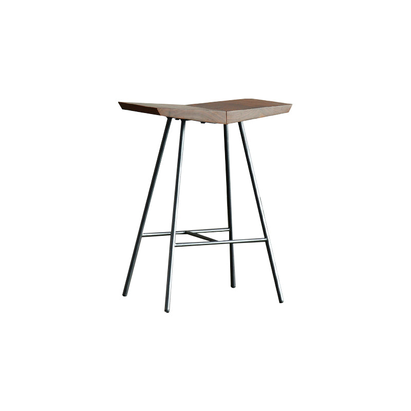 Contemporary Metal Bar Stool Footrest Counter Stool in Brown