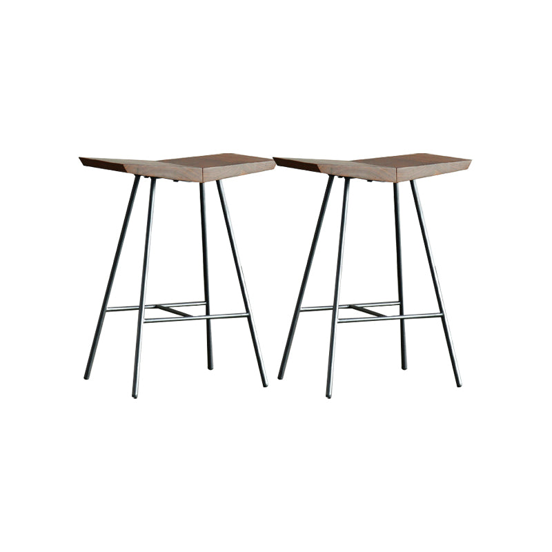 Contemporary Metal Bar Stool Footrest Counter Stool in Brown
