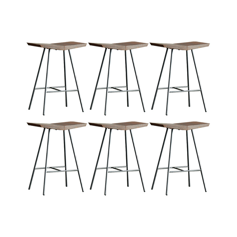 Contemporary Metal Bar Stool Footrest Counter Stool in Brown