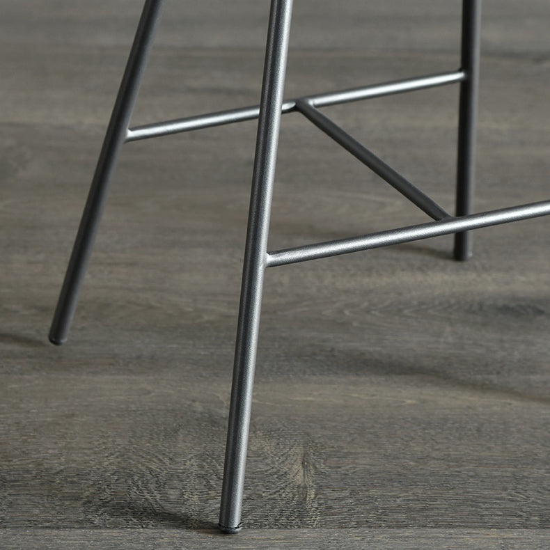 Contemporary Metal Bar Stool Footrest Counter Stool in Brown